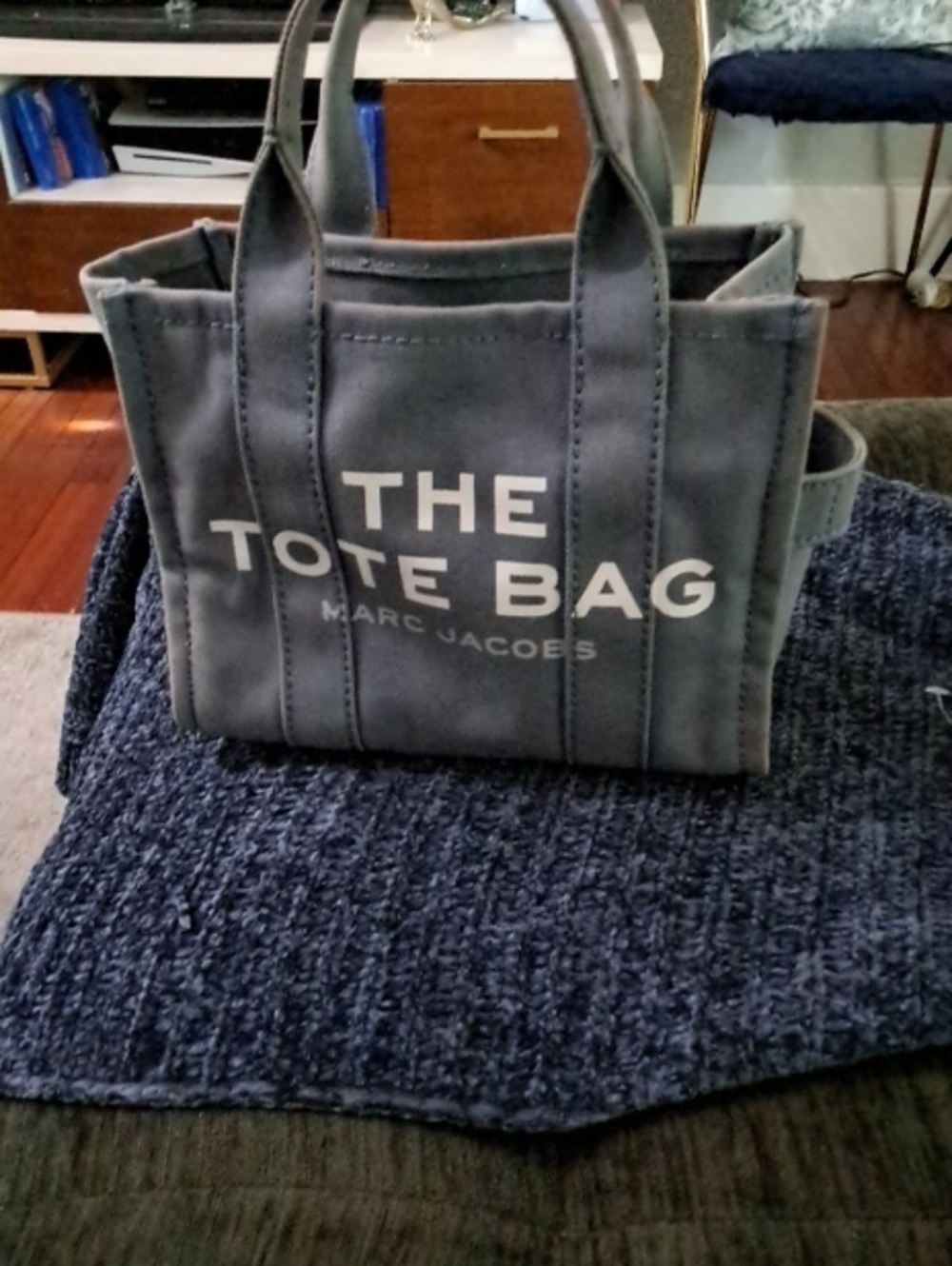 Marc Jacobs Blue Canvas 'The Tote Bag' with White Logo